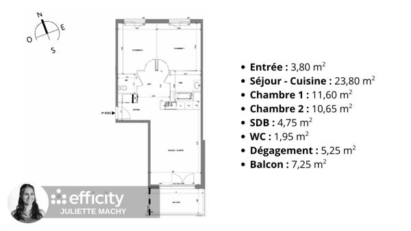 Appartement 3 pièces - 62 m²