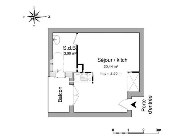 Location Studio 24.4 m² - 7 AV PRESIDENT ANGOT Pau 64000