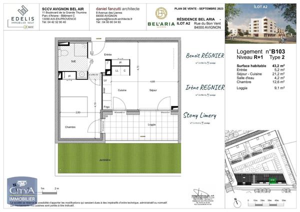 Appartement à louer 2 pièces 43.2m²