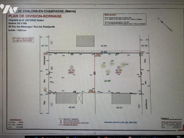 CHALONS EN CHAMPAGNE (51000) terrain à bâtir pour 764m²- borné/ non viabilisé 