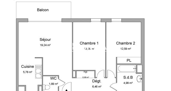 Location Appartement 3 pièces 64.98 m² - Le Petit-quevilly 76140