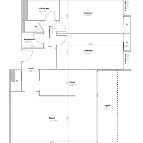 Appartement 3 pièces avec terrasse et parking au pied du métro