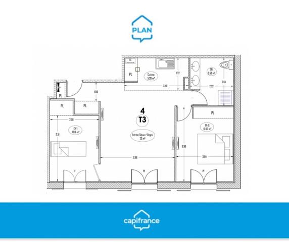 Dpt Hauts de Seine (92), à vendre MALAKOFF appartement T3 de 56 m²