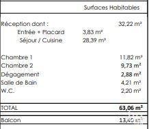 Appartement 3 pièces de 63 m² à Challans (85300)