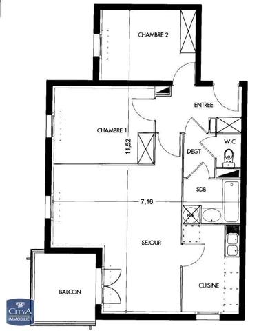 Appartement à louer 3 pièces 64.49m²