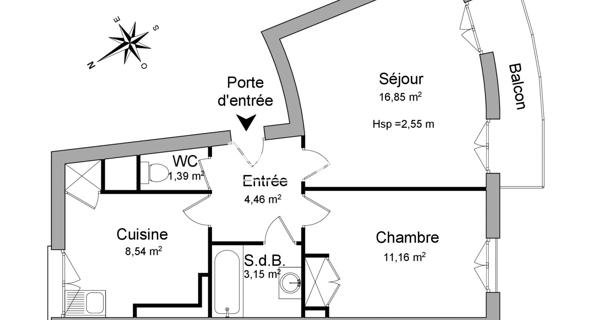 Location Appartement 2 pièces 45.55 m² - Nantes 44100