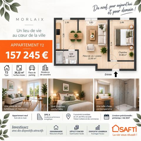 T2 neuf de 39,32 m², au cœur d’une résidence entièrement repensée !