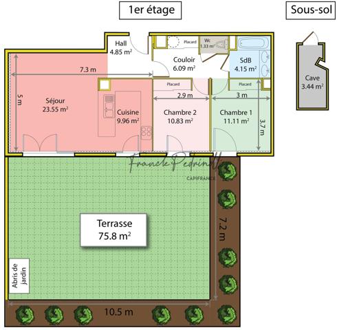 Appartement à vendre 3 pièces 72 m²  VILLEURBANNE (69) CHARPENNES – Place Charles Hernu avec terrasse exceptionnelle de 75 m²
