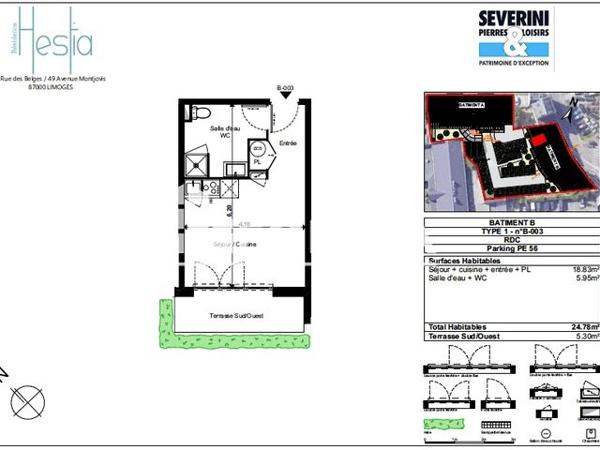 Location Studio 24.78 m² - 5 RUE BRANTOME Limoges 87000