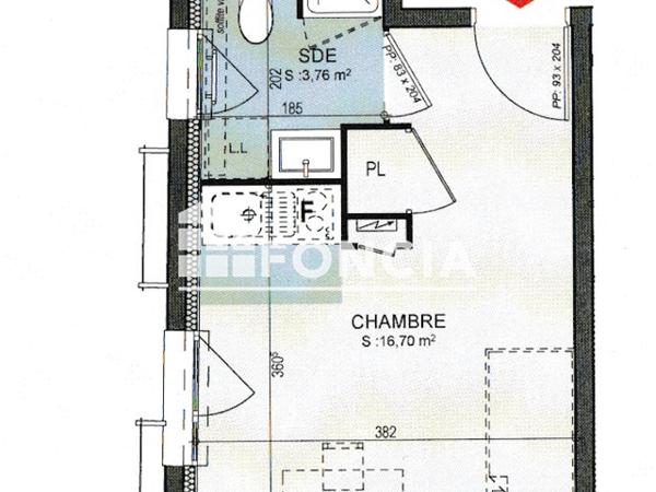 Location Studio meublé 20.46 m² - 80 AVENUE ANDRE MAGINOT Tours 37100