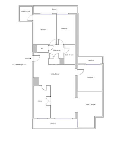 PUTEAUX/Centre ville 4/5 pièces de 97 m² avec parking boxé, 3 balcons
