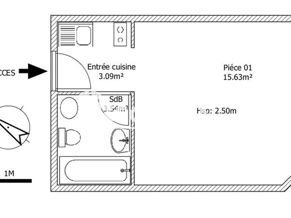 Location Studio 22.26 m² - 57 AVE SAINTE CECILE Lambersart 59130