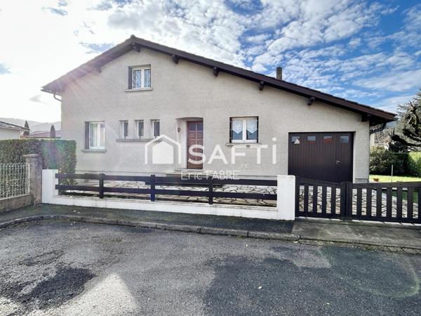 Maison salon salle manger 3 chambres, mezzanine, sous-sol complet, jardin, terrasse, garage