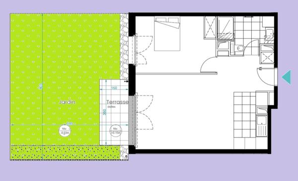 appartement T2 neuf à vendre  RUEIL MALMAISON (92), surface hab 52.13 m2 + terrasse et jardin.