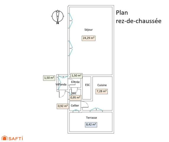 Quartier du Plateau. Maison 3 pièces 65 m² avec terrasse et cour.