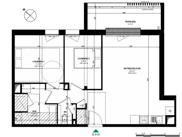 Appartement 3 pieces, Pordic  Centre, Residence Bleuenn