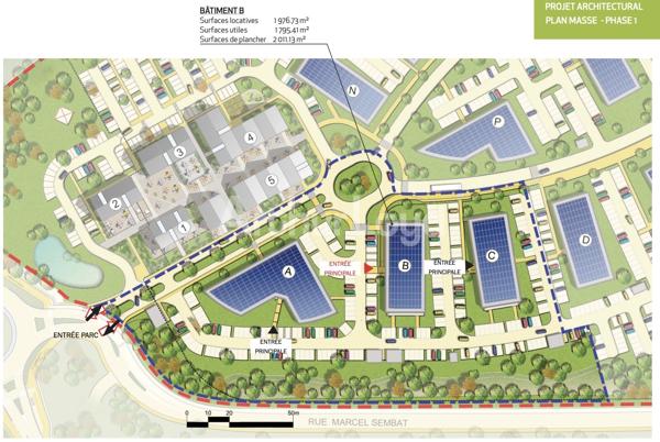Bureaux à louer à Lesquin dans immeuble neuf avec parkings