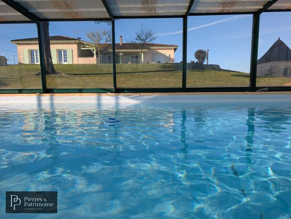 Lavardac (47230) Villa de plain pied avec sous sol, piscine couverte et vue Pyrénées