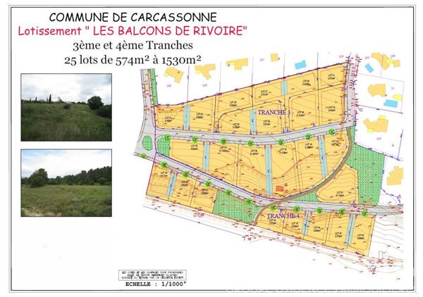 CARCASSONNE - Terrain constructible viabilisé de 824 m² libre constructeur - Les Balcons de Rivoire