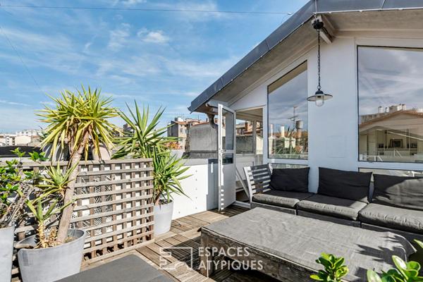 Appartement loft d’architecte en dernier étage avec terrasse aux Chalets