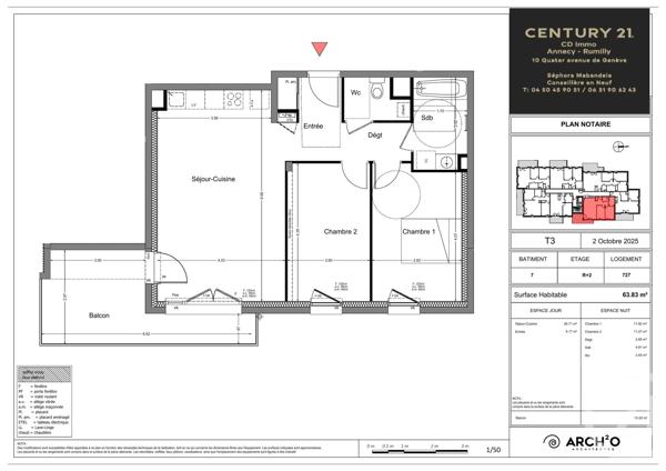 Appartement T3 à vendre  3 pièces - 63,83 m 2   RUMILLY  - 74