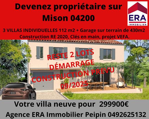 Villa neuve de 112 m² sur un terrain de 445m²