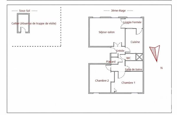 Appartement F3 à vendre  3 pièces - 65,42 m 2   MONTPELLIER  - 34