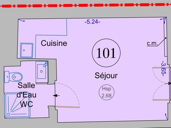 Appartement 1 pièce - 19 m² Exclusivité efficity