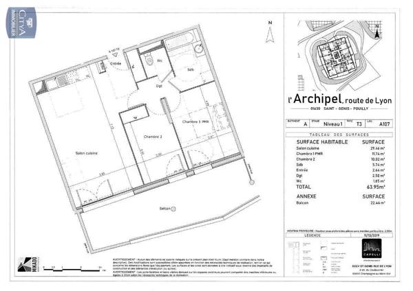 Appartement à louer 3 pièces 63.95m²