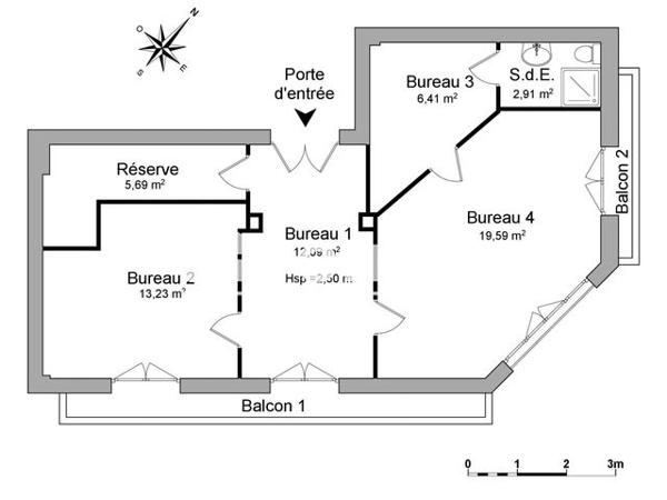 Location Local commercial 3 pièces 59.9 m² - 2 RUE DE FORBIN Marseille 13003