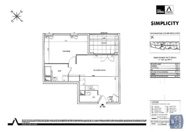 Appartement à louer 2 pièces 47.15m²