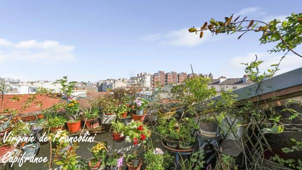Saint-Mandé-A vendre appartement 5ème et dernier étage-84m2 au sol-terrasse-traversant-Cave- métro L1 et L8