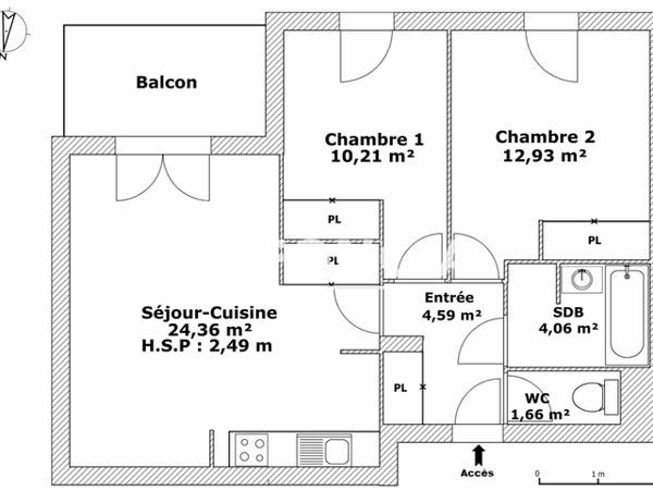 Location Appartement meublé 3 pièces 57.81 m² - 64/66 RUE DES GRAVES Eysines 33320