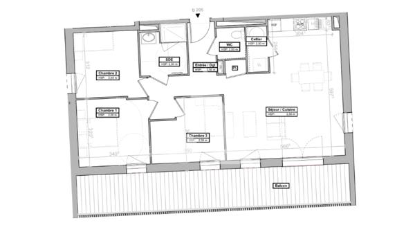 Appartement 4 pièces 79.85 m2