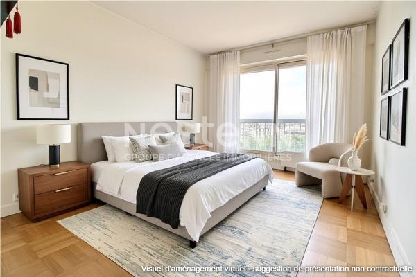 Appartement Courbevoie 3 pièces 70 m2 vue Paris et Tour Eiffel bonne exposition balcons étage élevé traversant proche commodités écoles transports