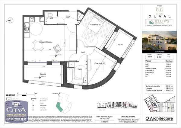 Appartement à louer 3 pièces 65.22m² Wattrelos (59150)