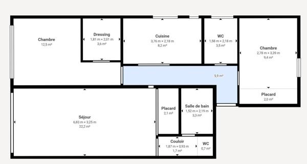SAINT-RAPHAËL - SANTA LUCIA - APPARTEMENT 3 PIÈCES  71.47 m2 AVEC VUE MER ET PORT