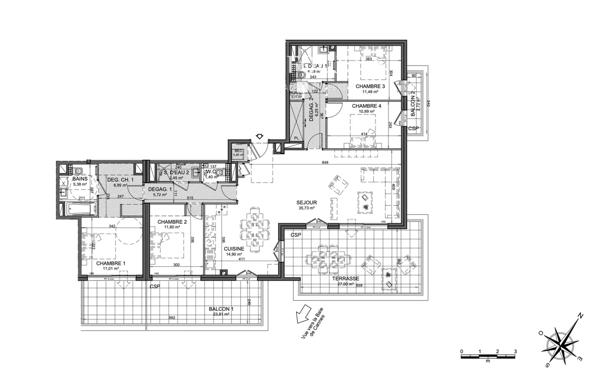 Cannet- appartement neuf vue mer panoramique 4 ch avec terrasses et 3 parkings fermés