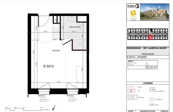 Appartement Niort 1 pièce - 28 m2