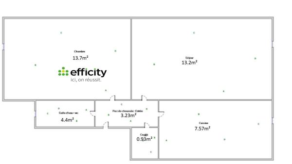 Appartement 2 pièces - 43 m² Exclusivité efficity