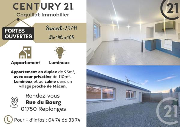 Appartement F4 à vendre  4 pièces - 94,25 m2 REPLONGES - 01