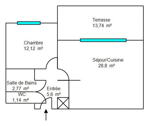 FRANCHEVILLE – BEL AIR – T2 50,43 m² – DERNIER ÉTAGE – TERRASSE 13,74 m² – VUE DÉGAGÉE – GARAGE