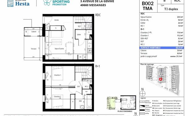 Maison à vendre    3 pièces • 65,90 m2 Messanges