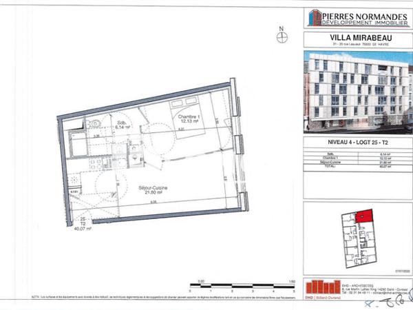 Location Appartement 2 pièces 40.07 m² - 31/35 RUE LESUEUR Le Havre 76600