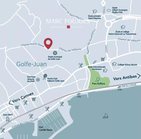 Vallauris/Golfe Juan 3 pièces avec grande terrasse, 2 parkings et piscine