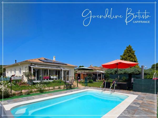 Maison Plain-pied 134m² - 4 chambres - Terrain 1140m² avec piscine - PINEUILH (33)