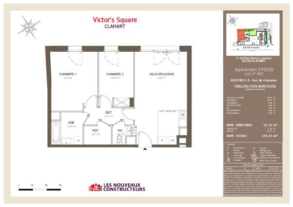 Appartement 3 pièces 61.31 m2