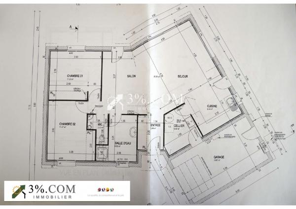 MAISON T3 Plain-pied 104 m² de surface utile avec Garage + Comble aménageable Savenay (44260)