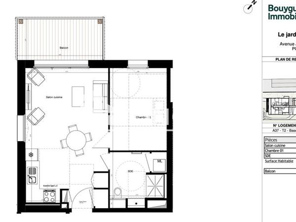 Location Appartement 2 pièces 46.8 m² - RESIDENCE LE JARDIN DU CEDRE Poitiers 86000