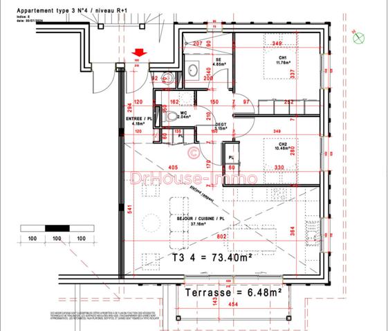 Appartement à vendre 3 pièces de 74 m²